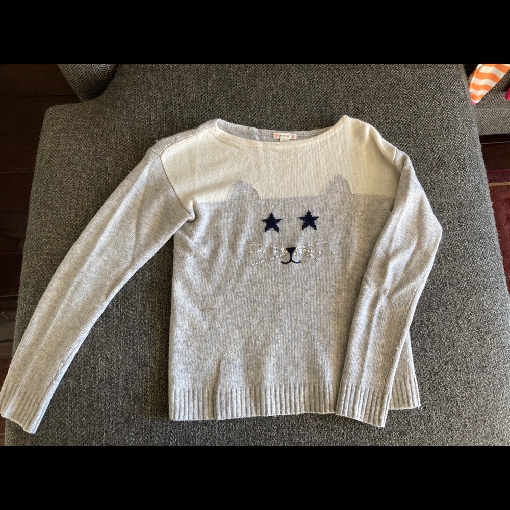 J Crew Crewcuts Grey Cat Sweater; Size 12